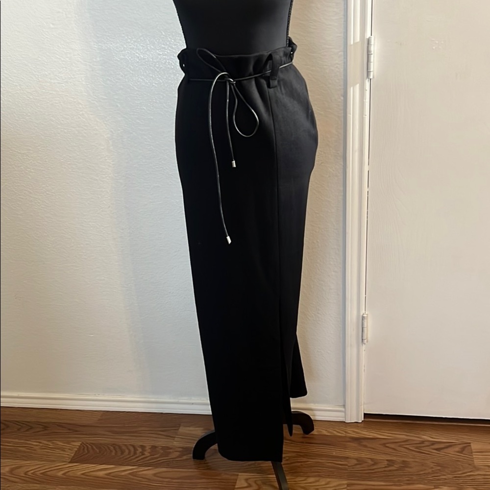 Le AL.X. Stylish Black Midi Skirt with Waist Tie. Sz 8. NWT